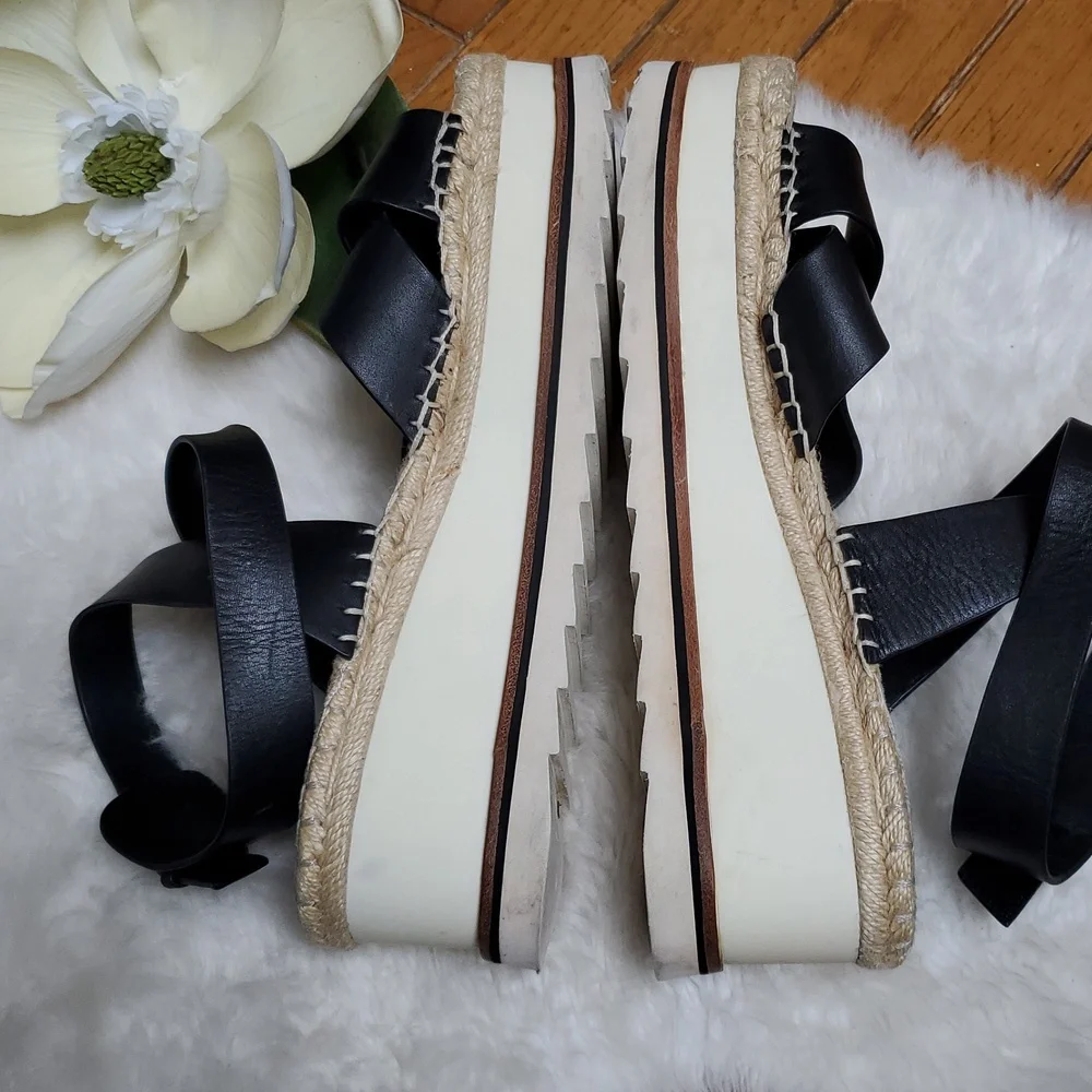 Marc Fisher Raffa Black Wedge Espadrilles Size 11 M